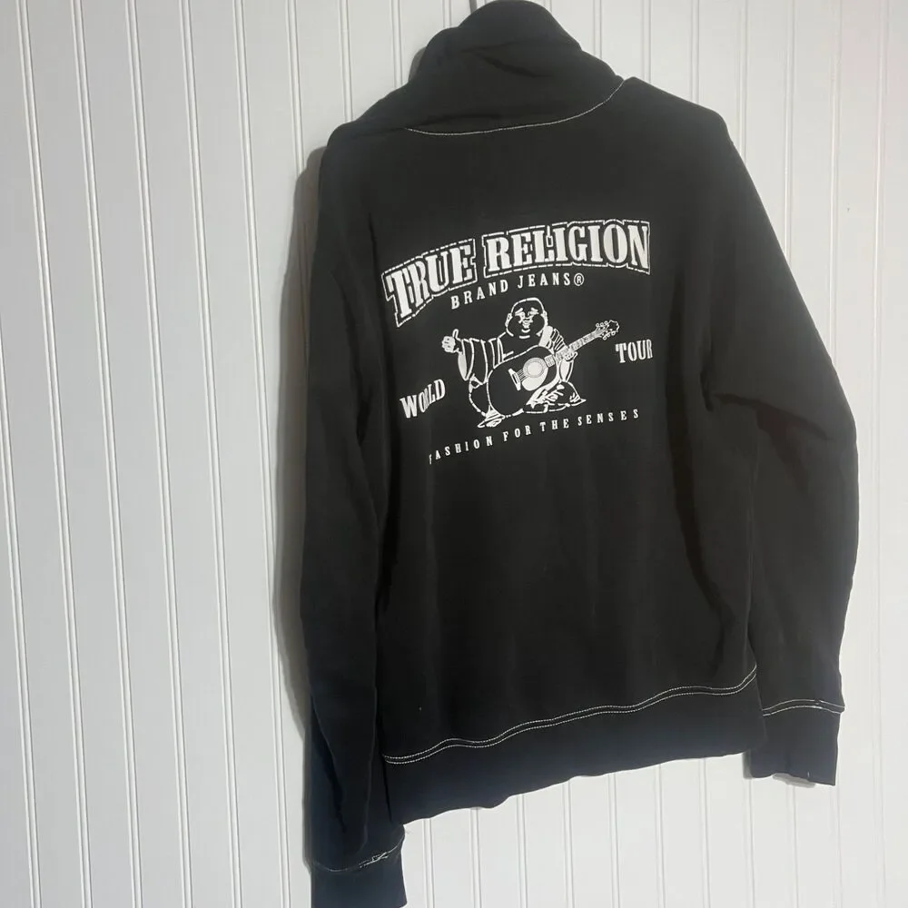 True Religion Sweatsuit Men Hoodie Size Large Black